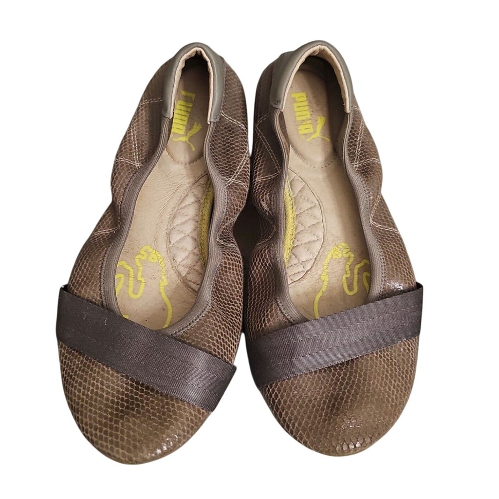 Puma Rhythm Ballet Flats Elastic Strap Comfort Walking Tan Shoes Size US 11‎